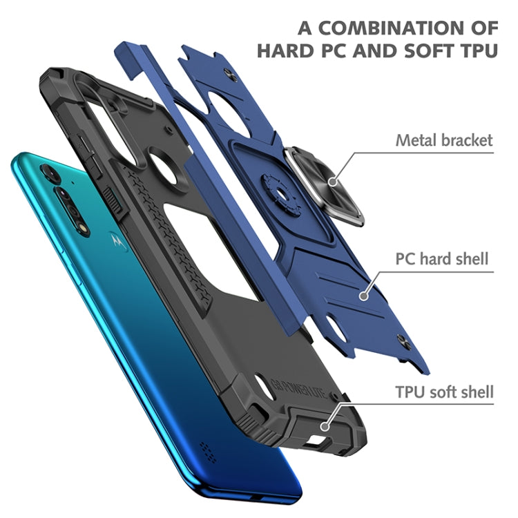 For Motorola Moto G8 Power Lite Magnetic Armor Shockproof TPU + PC Case with Metal Ring Holder