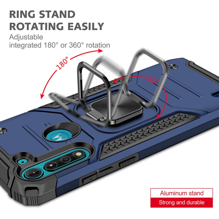 For Motorola Moto G8 Power Lite Magnetic Armor Shockproof TPU + PC Case with Metal Ring Holder