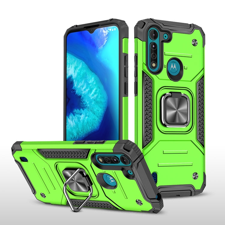 For Motorola Moto G8 Power Lite Magnetic Armor Shockproof TPU + PC Case with Metal Ring Holder