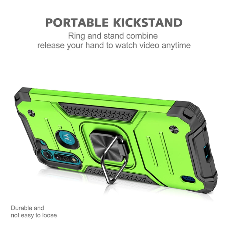 For Motorola Moto G8 Power Lite Magnetic Armor Shockproof TPU + PC Case with Metal Ring Holder