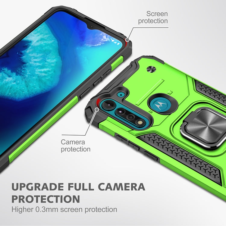For Motorola Moto G8 Power Lite Magnetic Armor Shockproof TPU + PC Case with Metal Ring Holder
