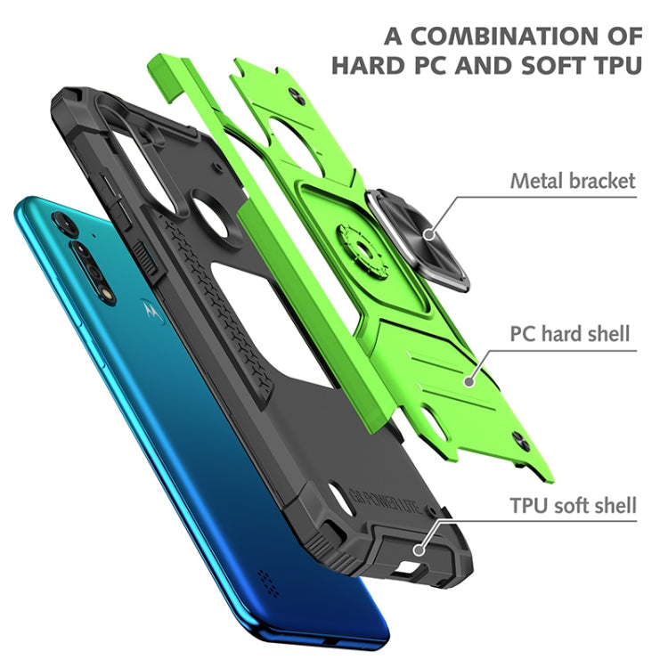 For Motorola Moto G8 Power Lite Magnetic Armor Shockproof TPU + PC Case with Metal Ring Holder