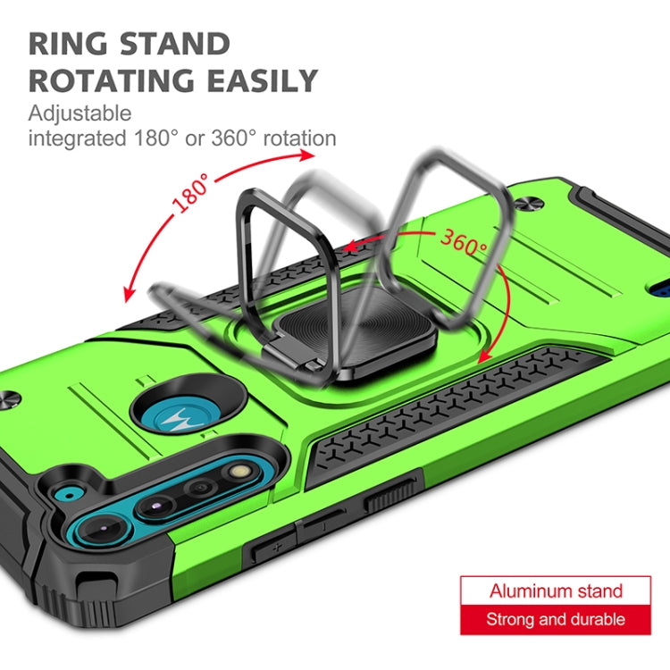 For Motorola Moto G8 Power Lite Magnetic Armor Shockproof TPU + PC Case with Metal Ring Holder