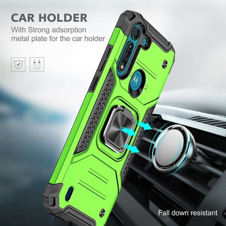 For Motorola Moto G8 Power Lite Magnetic Armor Shockproof TPU + PC Case with Metal Ring Holder
