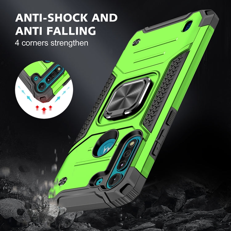 For Motorola Moto G8 Power Lite Magnetic Armor Shockproof TPU + PC Case with Metal Ring Holder