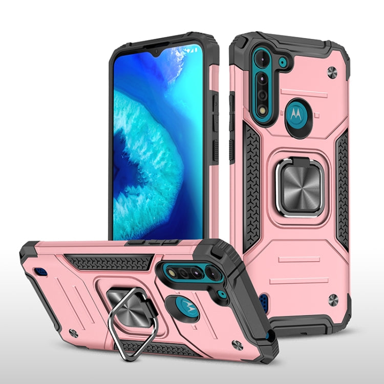 For Motorola Moto G8 Power Lite Magnetic Armor Shockproof TPU + PC Case with Metal Ring Holder
