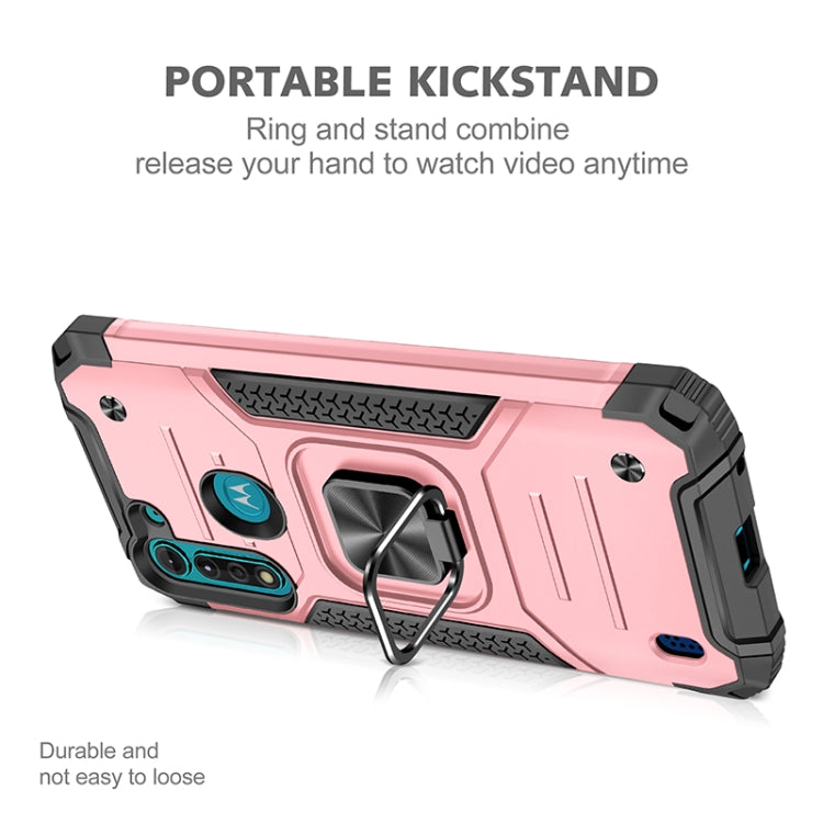 For Motorola Moto G8 Power Lite Magnetic Armor Shockproof TPU + PC Case with Metal Ring Holder
