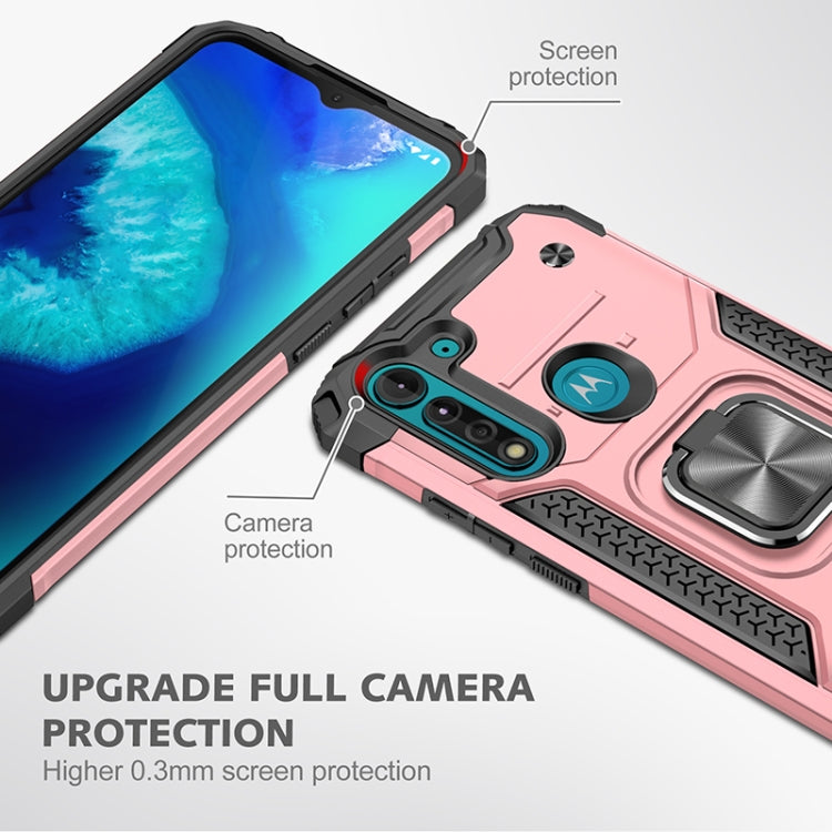 For Motorola Moto G8 Power Lite Magnetic Armor Shockproof TPU + PC Case with Metal Ring Holder