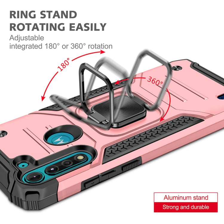 For Motorola Moto G8 Power Lite Magnetic Armor Shockproof TPU + PC Case with Metal Ring Holder