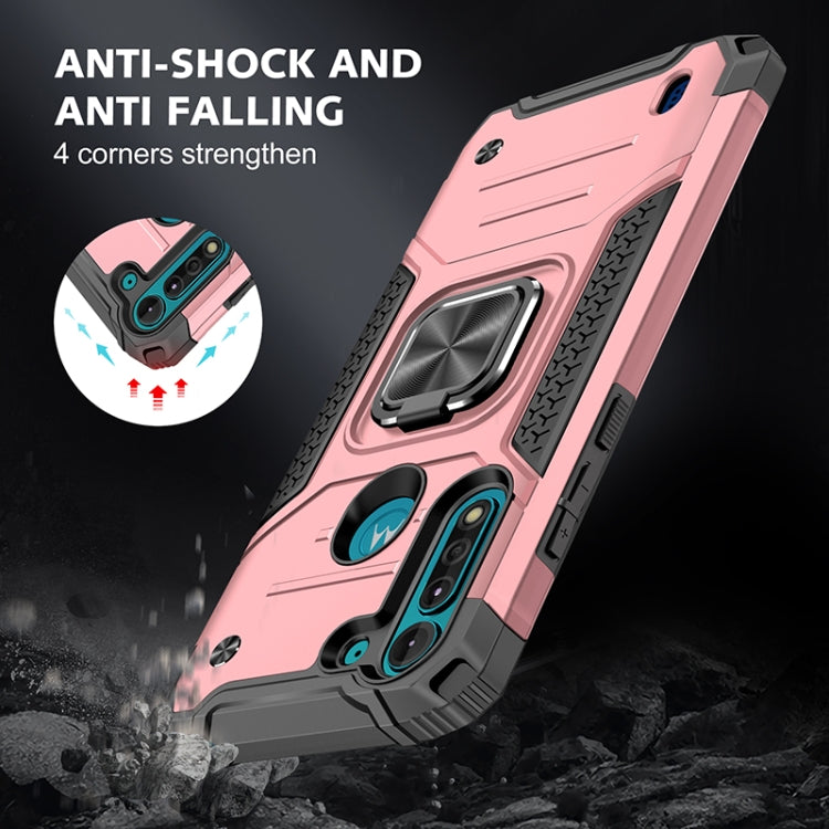 For Motorola Moto G8 Power Lite Magnetic Armor Shockproof TPU + PC Case with Metal Ring Holder