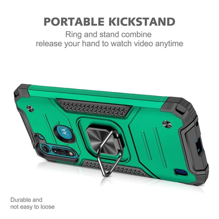 For Motorola Moto G8 Power Lite Magnetic Armor Shockproof TPU + PC Case with Metal Ring Holder