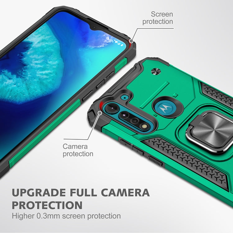 For Motorola Moto G8 Power Lite Magnetic Armor Shockproof TPU + PC Case with Metal Ring Holder