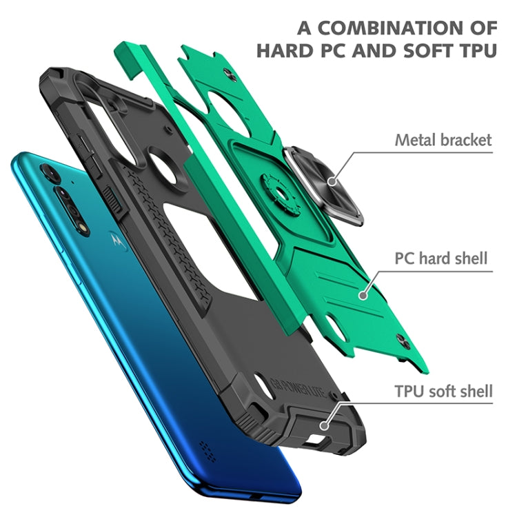 For Motorola Moto G8 Power Lite Magnetic Armor Shockproof TPU + PC Case with Metal Ring Holder