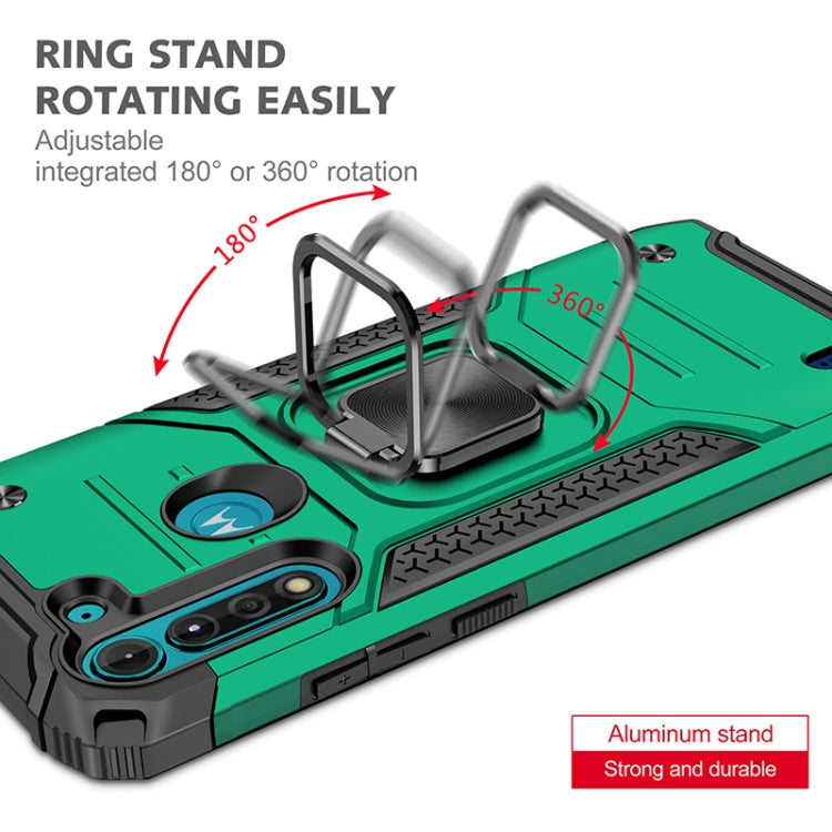 For Motorola Moto G8 Power Lite Magnetic Armor Shockproof TPU + PC Case with Metal Ring Holder