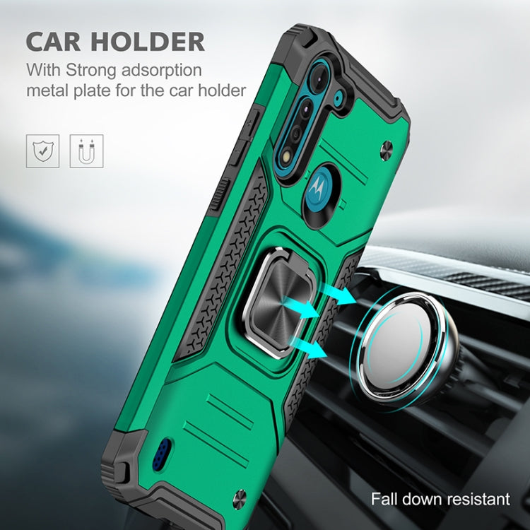 For Motorola Moto G8 Power Lite Magnetic Armor Shockproof TPU + PC Case with Metal Ring Holder