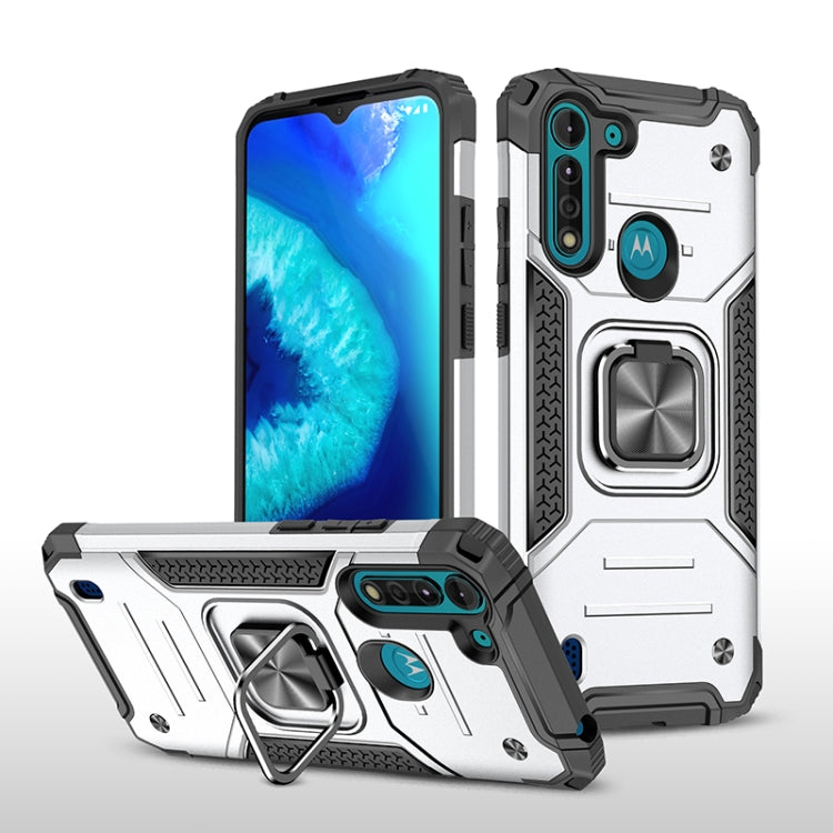 For Motorola Moto G8 Power Lite Magnetic Armor Shockproof TPU + PC Case with Metal Ring Holder