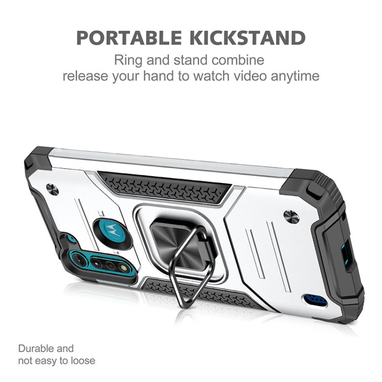 For Motorola Moto G8 Power Lite Magnetic Armor Shockproof TPU + PC Case with Metal Ring Holder