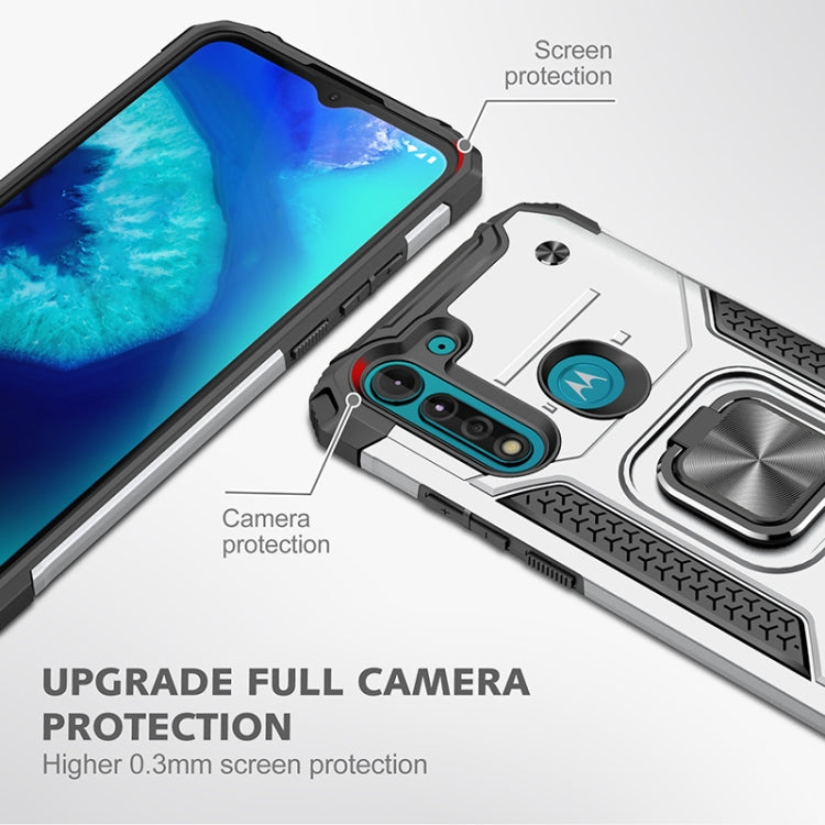 For Motorola Moto G8 Power Lite Magnetic Armor Shockproof TPU + PC Case with Metal Ring Holder