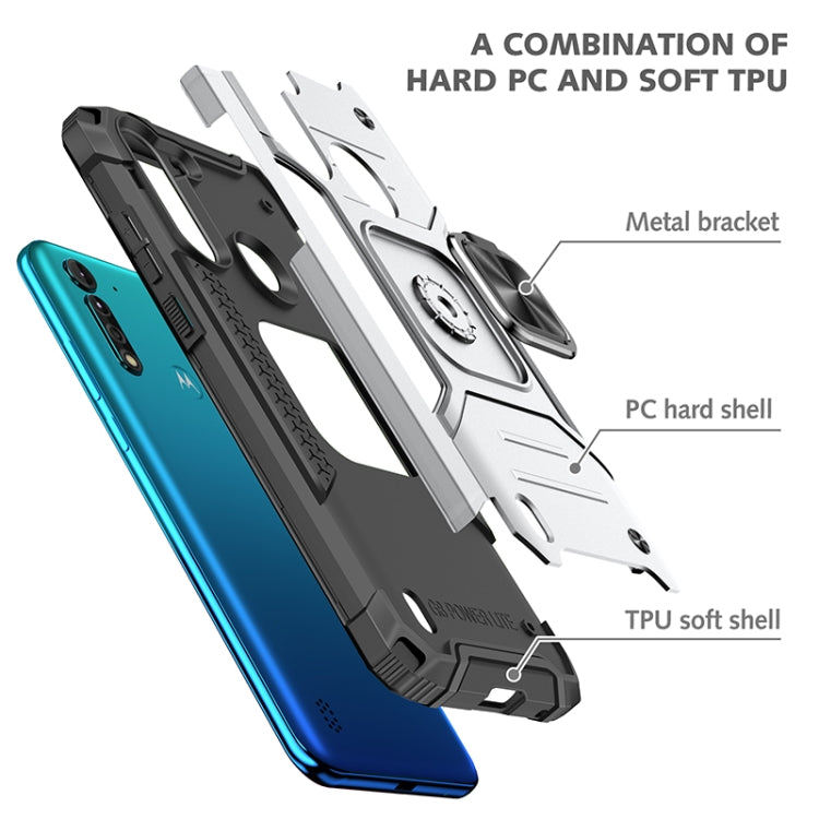 For Motorola Moto G8 Power Lite Magnetic Armor Shockproof TPU + PC Case with Metal Ring Holder