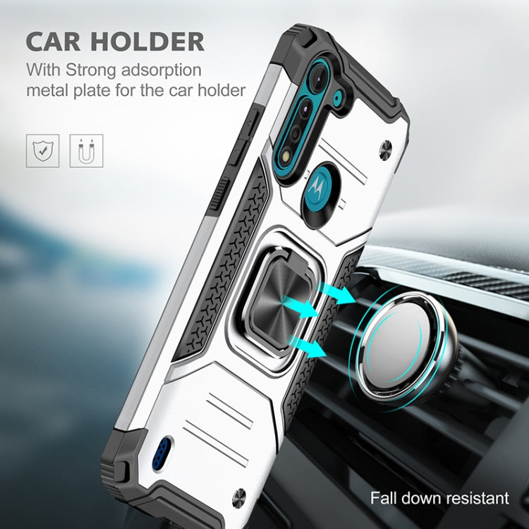 For Motorola Moto G8 Power Lite Magnetic Armor Shockproof TPU + PC Case with Metal Ring Holder