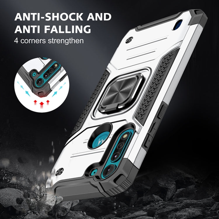 For Motorola Moto G8 Power Lite Magnetic Armor Shockproof TPU + PC Case with Metal Ring Holder