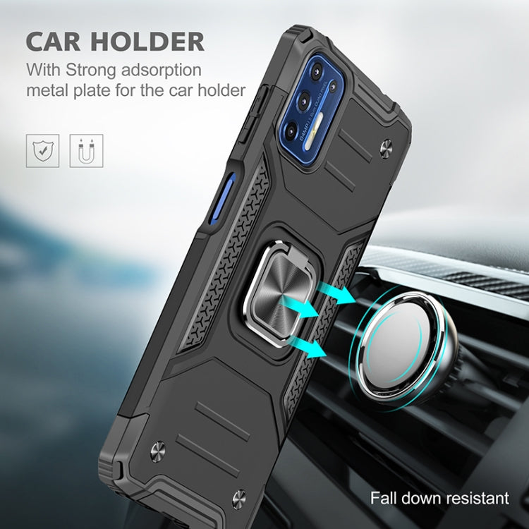 For Motorola Moto G9 Plus Magnetic Armor Shockproof TPU + PC Case with Metal Ring Holder