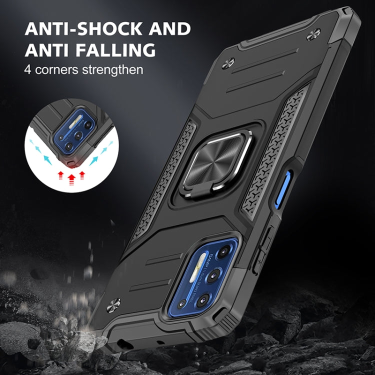 For Motorola Moto G9 Plus Magnetic Armor Shockproof TPU + PC Case with Metal Ring Holder
