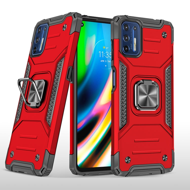 For Motorola Moto G9 Plus Magnetic Armor Shockproof TPU + PC Case with Metal Ring Holder