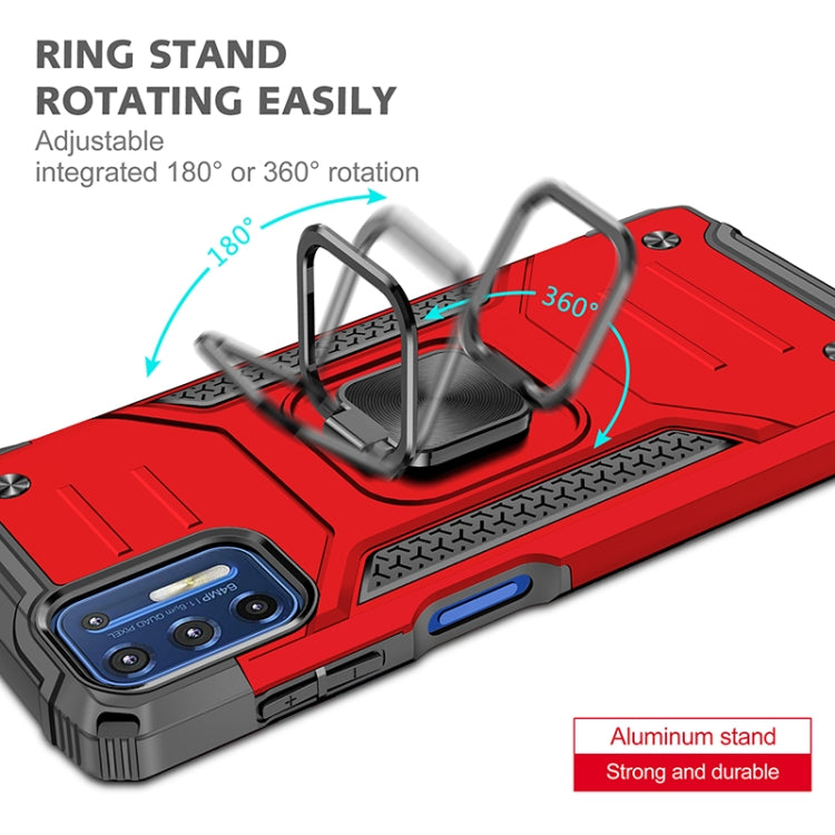 For Motorola Moto G9 Plus Magnetic Armor Shockproof TPU + PC Case with Metal Ring Holder