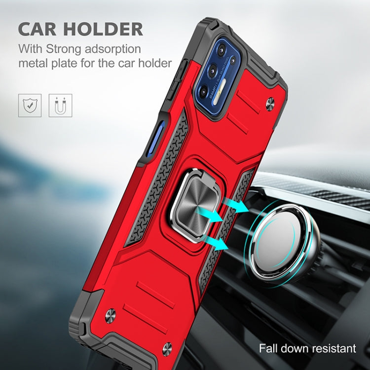 For Motorola Moto G9 Plus Magnetic Armor Shockproof TPU + PC Case with Metal Ring Holder