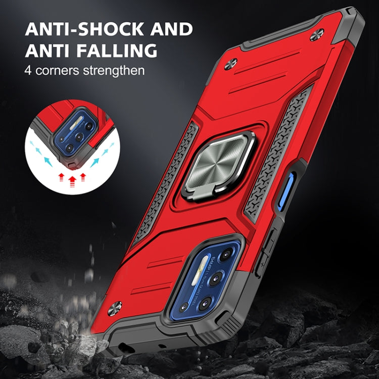 For Motorola Moto G9 Plus Magnetic Armor Shockproof TPU + PC Case with Metal Ring Holder