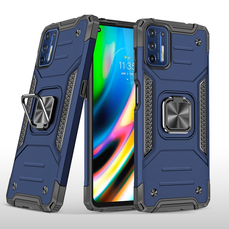 For Motorola Moto G9 Plus Magnetic Armor Shockproof TPU + PC Case with Metal Ring Holder