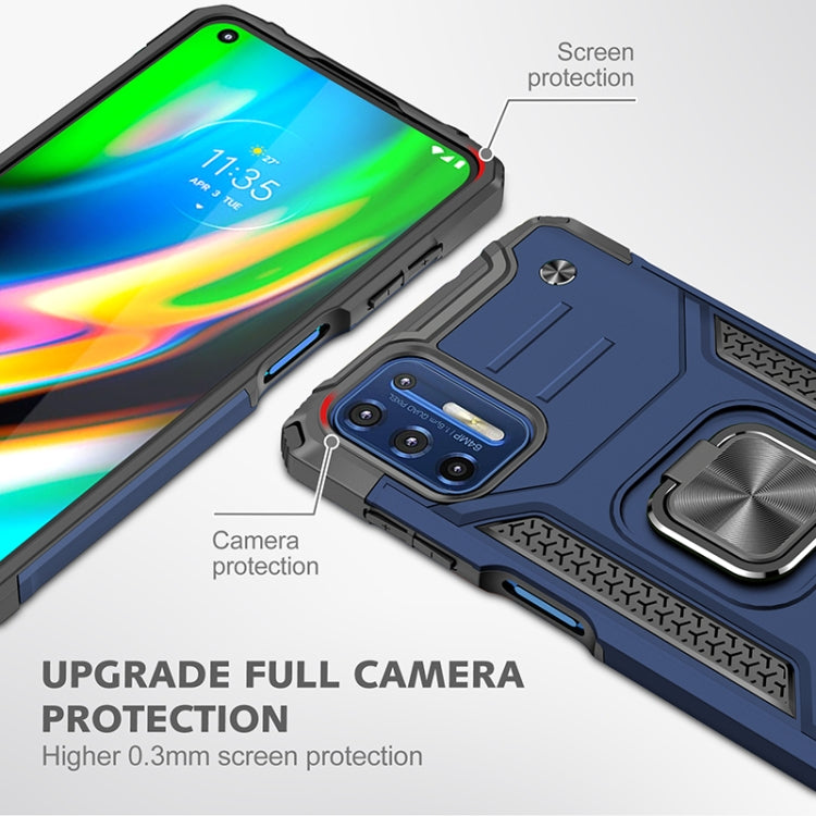 For Motorola Moto G9 Plus Magnetic Armor Shockproof TPU + PC Case with Metal Ring Holder