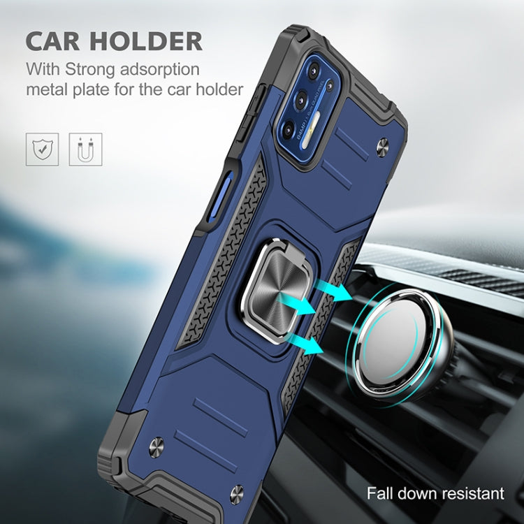 For Motorola Moto G9 Plus Magnetic Armor Shockproof TPU + PC Case with Metal Ring Holder