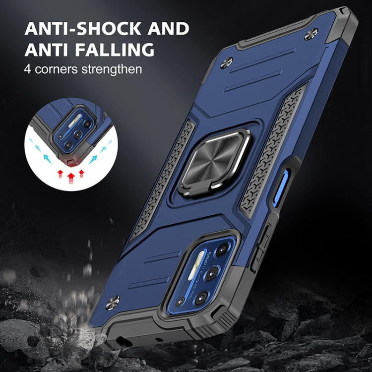 For Motorola Moto G9 Plus Magnetic Armor Shockproof TPU + PC Case with Metal Ring Holder