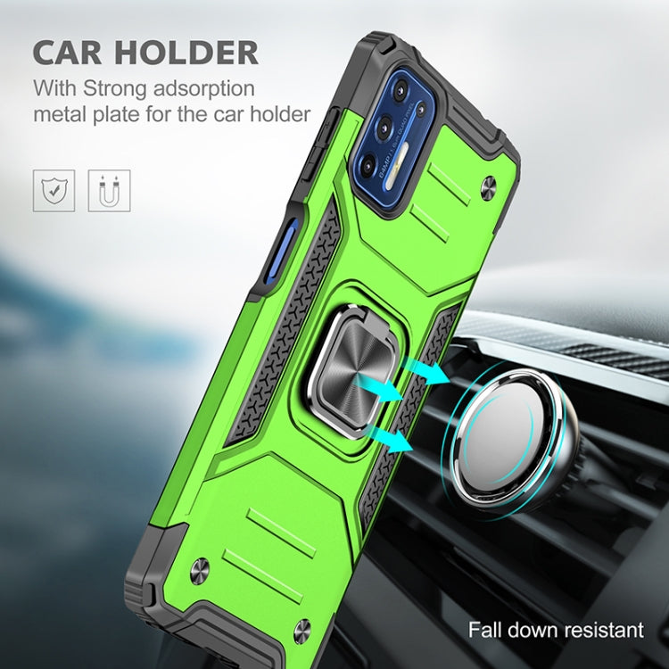 For Motorola Moto G9 Plus Magnetic Armor Shockproof TPU + PC Case with Metal Ring Holder