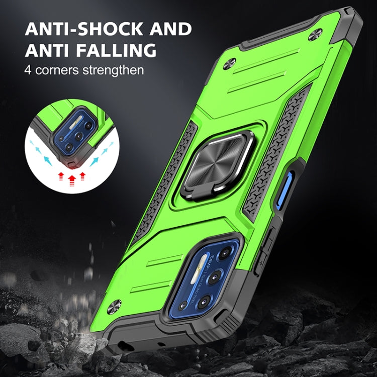 For Motorola Moto G9 Plus Magnetic Armor Shockproof TPU + PC Case with Metal Ring Holder