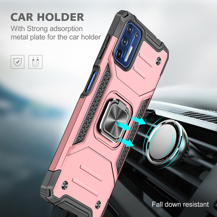 For Motorola Moto G9 Plus Magnetic Armor Shockproof TPU + PC Case with Metal Ring Holder