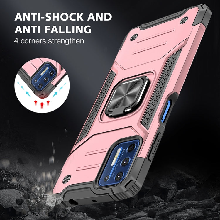 For Motorola Moto G9 Plus Magnetic Armor Shockproof TPU + PC Case with Metal Ring Holder