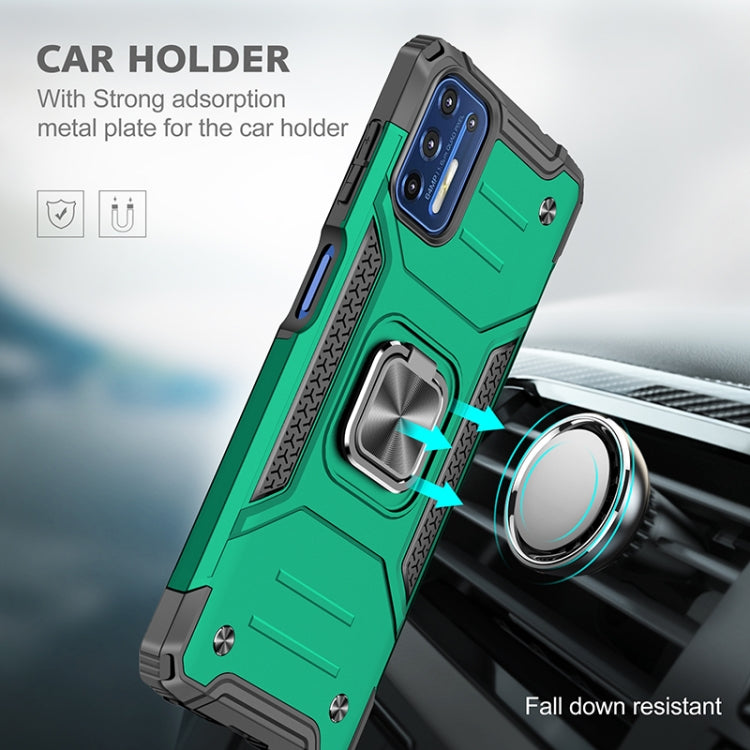 For Motorola Moto G9 Plus Magnetic Armor Shockproof TPU + PC Case with Metal Ring Holder