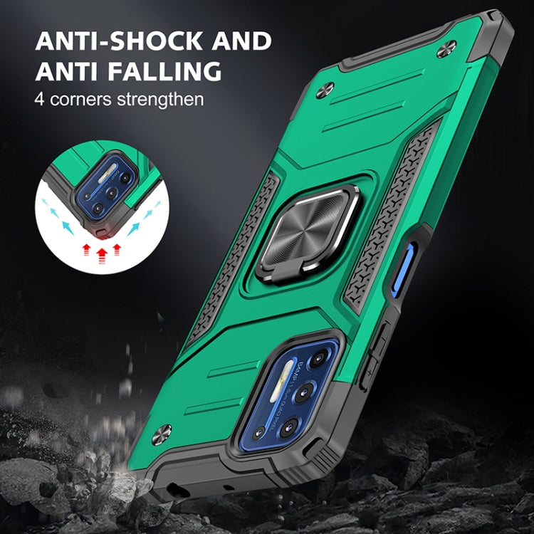 For Motorola Moto G9 Plus Magnetic Armor Shockproof TPU + PC Case with Metal Ring Holder