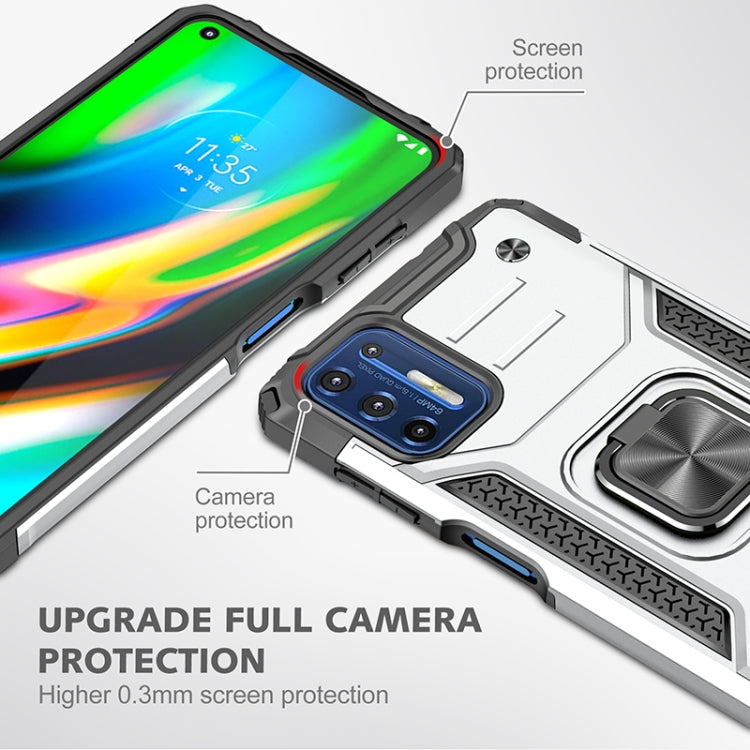For Motorola Moto G9 Plus Magnetic Armor Shockproof TPU + PC Case with Metal Ring Holder