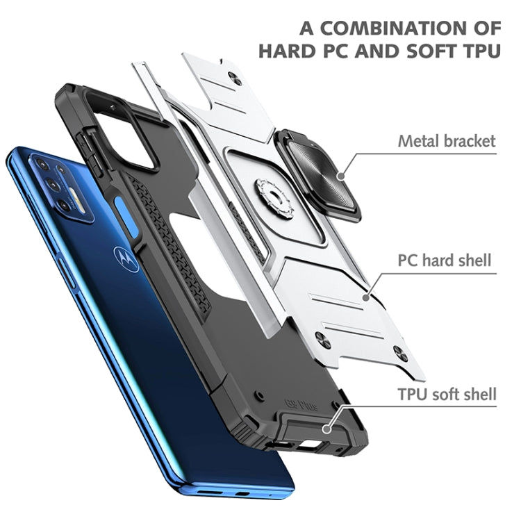For Motorola Moto G9 Plus Magnetic Armor Shockproof TPU + PC Case with Metal Ring Holder