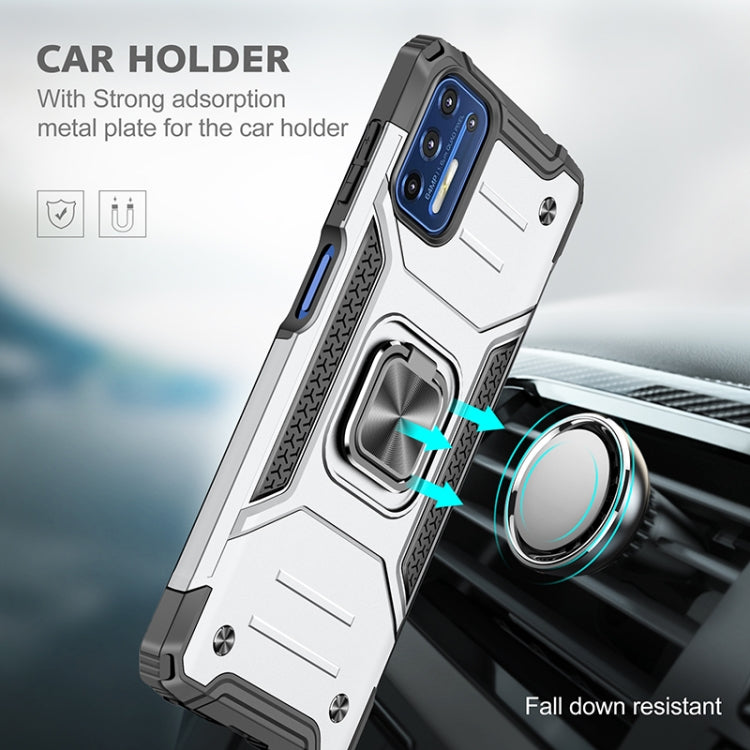 For Motorola Moto G9 Plus Magnetic Armor Shockproof TPU + PC Case with Metal Ring Holder
