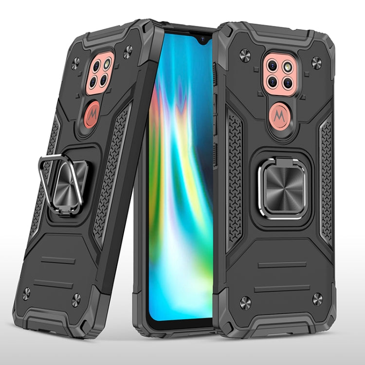For Motorola Moto G9 Magnetic Armor Shockproof TPU + PC Case with Metal Ring Holder