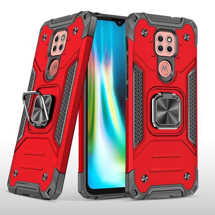For Motorola Moto G9 Magnetic Armor Shockproof TPU + PC Case with Metal Ring Holder