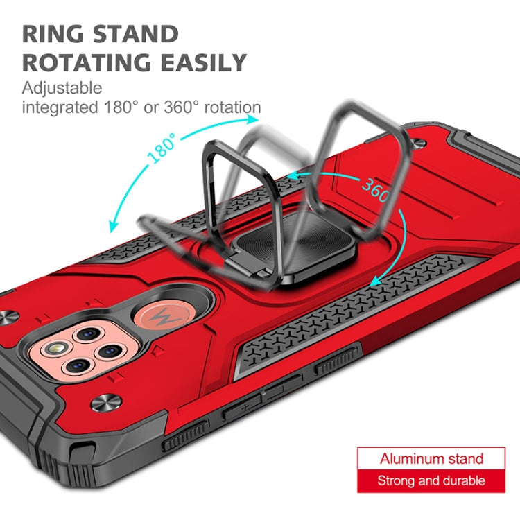 For Motorola Moto G9 Magnetic Armor Shockproof TPU + PC Case with Metal Ring Holder