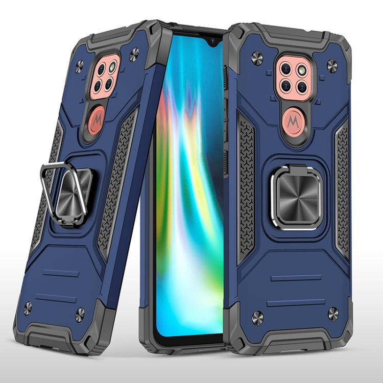 For Motorola Moto G9 Magnetic Armor Shockproof TPU + PC Case with Metal Ring Holder