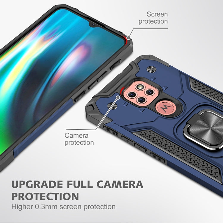For Motorola Moto G9 Magnetic Armor Shockproof TPU + PC Case with Metal Ring Holder