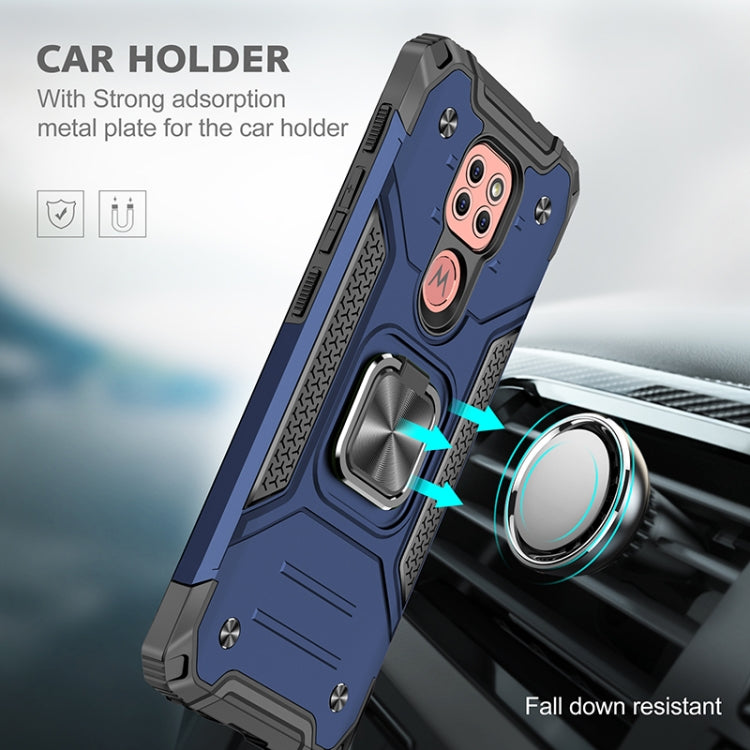 For Motorola Moto G9 Magnetic Armor Shockproof TPU + PC Case with Metal Ring Holder